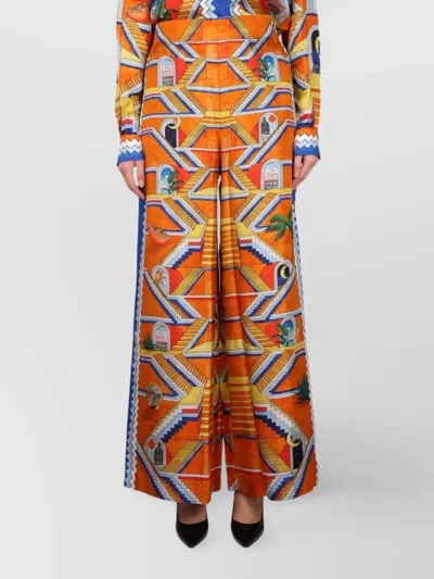 Casablanca Women Escalier Print Pants In Orange
