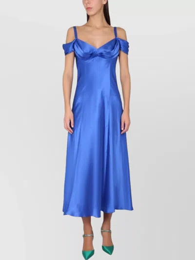 Alberta Ferretti Alberta Ferreti Off-the-shoulder Dress In Blue