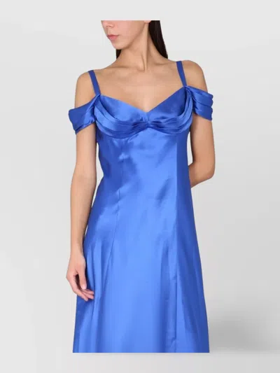 Alberta Ferretti Alberta Ferreti Off-the-shoulder Dress In Blue