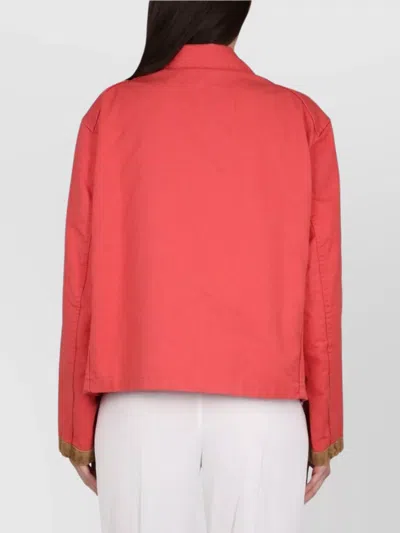 Fay Red Solid Shirt Collar Jacket In Red