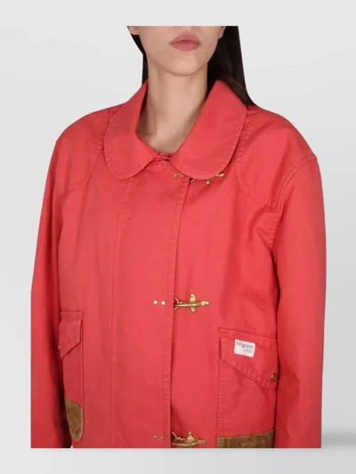 Fay Red Solid Shirt Collar Jacket In Red