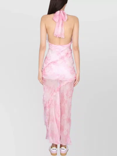 Msgm Crossover Halter Lace Ruffle Sheer Tie-dye