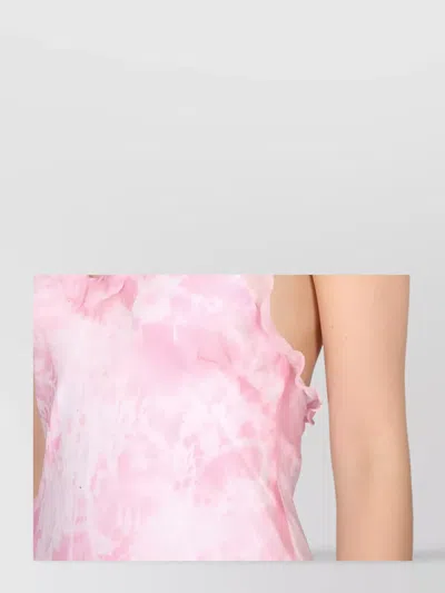 Msgm Crossover Halter Lace Ruffle Sheer Tie-dye
