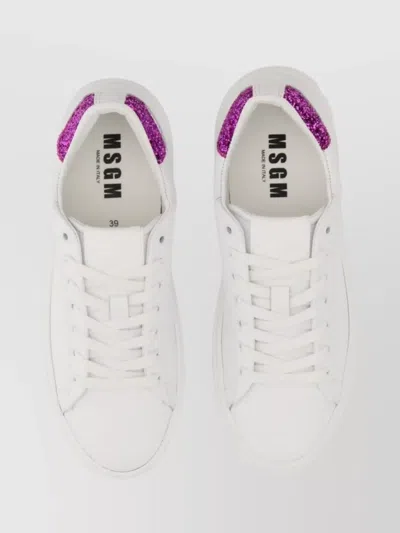 Msgm Glitter Detail Cupsole Sneaker In White
