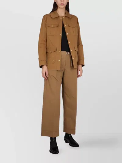 Fay Brown Solid Shirt Collar Jacket In Brown