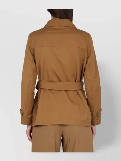 Fay Brown Solid Shirt Collar Jacket In Brown
