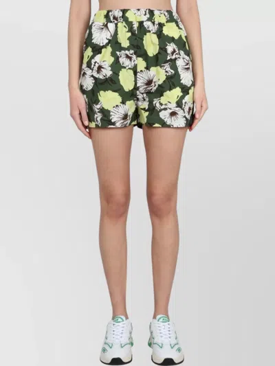 Msgm Cotton High-rise Floral Print Shorts In Multicolour