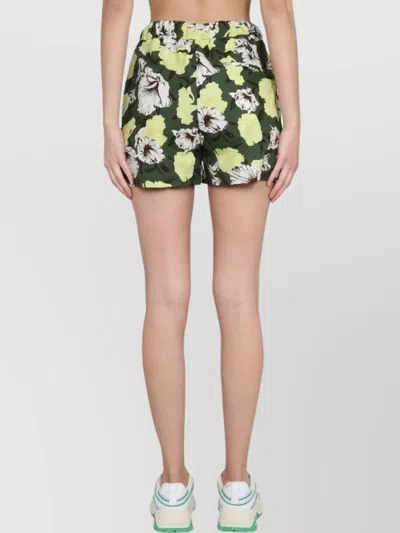 Msgm Cotton High-rise Floral Print Shorts In Multicolour