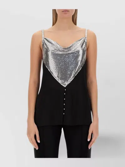 Rabanne Slim-fit Top With Metallic Inserts In Black