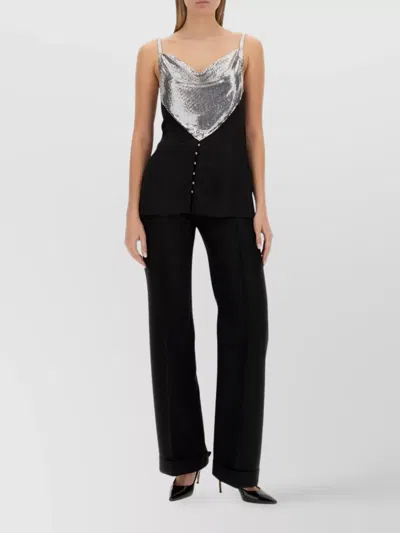 Rabanne Slim-fit Top With Metallic Inserts In Black