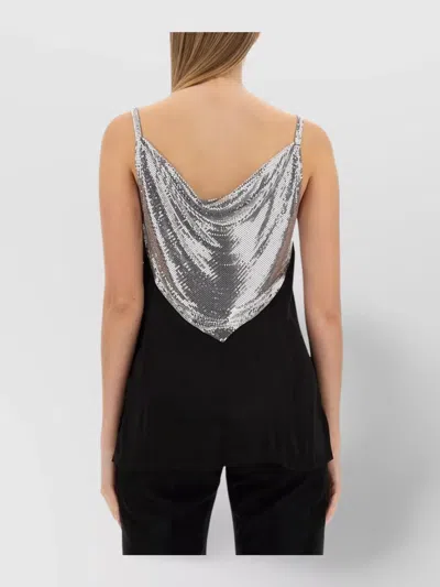 Rabanne Slim-fit Top With Metallic Inserts In Black