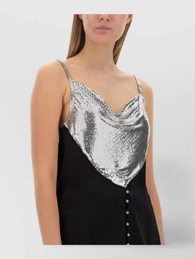 Rabanne Slim-fit Top With Metallic Inserts In Black