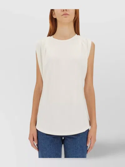 Michael Kors Pleated Sleeveless Round Neck Tops