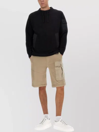 Ten C Relaxed Fit Long-sleeve Tee With Adjustable Drawstrings And Unique Pockets In Black