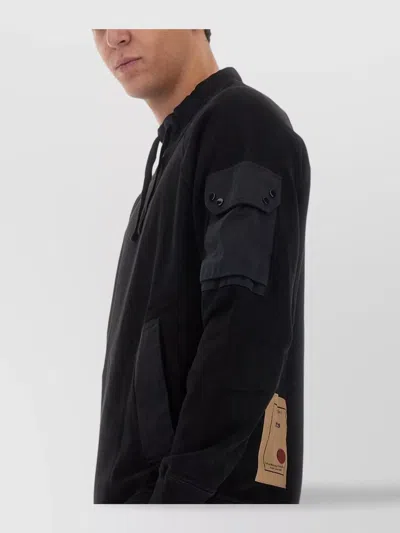 Ten C Relaxed Fit Long-sleeve Tee With Adjustable Drawstrings And Unique Pockets In Black