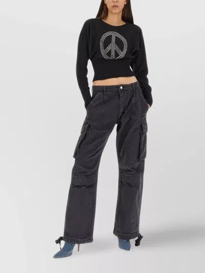 Moschino Peace Symbol Embellished Knitwear With Long Sleeves