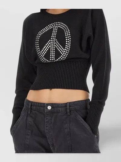 Moschino Peace Symbol Embellished Knitwear With Long Sleeves