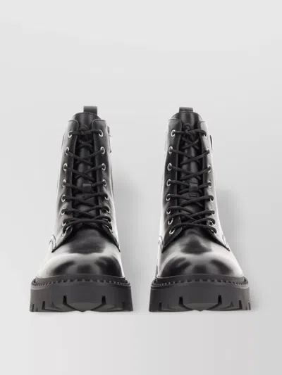 Ash Chunky Sole Ankle Length Buckle Strap Boots In Gray