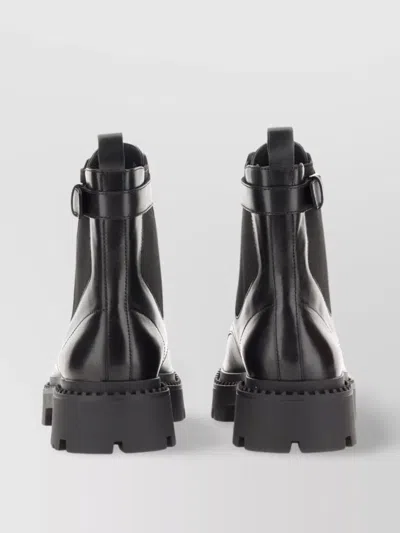 Ash Chunky Sole Ankle Length Buckle Strap Boots In Gray