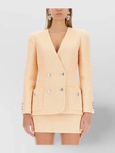 Alessandra Rich Tweed Jacket Featuring Button Detailing