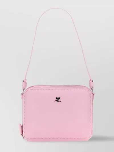 Courrèges Rectangular Shoulder Bag With Adjustable Strap And Minimalist Design In Pink