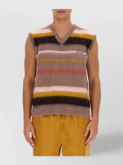 Etro Men Vest With Stripe Pattern In Brown