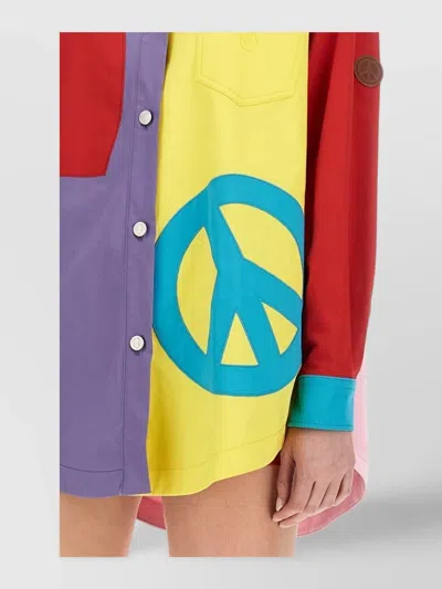 Moschino Oversized Printed Shirt With Eclectic Patchwork Design