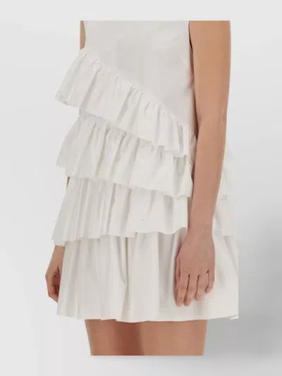 Msgm Tiered Ruffled Sleeveless Dress In White