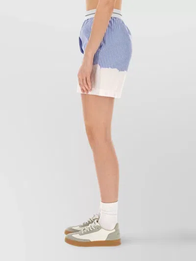 Msgm Logo Band Striped Shorts