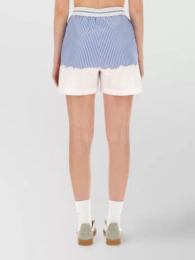Msgm Logo Band Striped Shorts