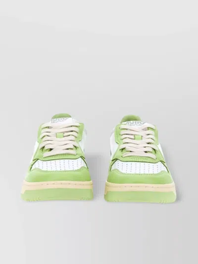 Autry Low Sneaker With Contrast Sole And Perforated Toe