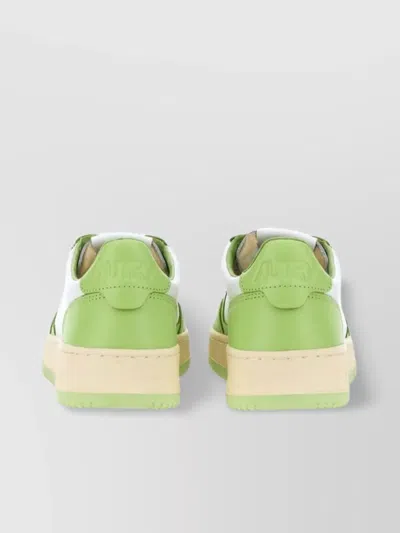 Autry Low Sneaker With Contrast Sole And Perforated Toe