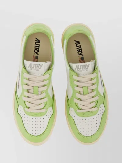 Autry Low Sneaker With Contrast Sole And Perforated Toe