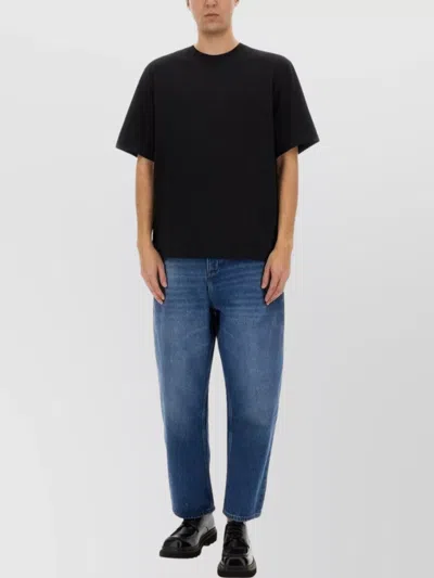Studio Nicholson Lay Logo Detailed Crewneck T-shirt In Silver
