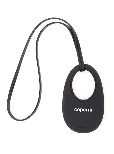 Coperni Black Charm With Built-in Mirror And Logo Lettering On The Front In Leather Woman