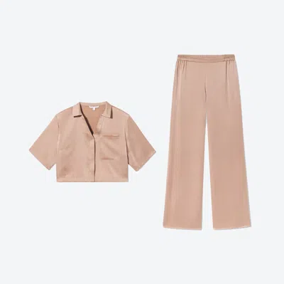 Lunya Washable Silk High Rise Pant Set In Pink