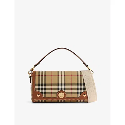 Burberry Canvas And Leather Note Handbag With Check Pattern