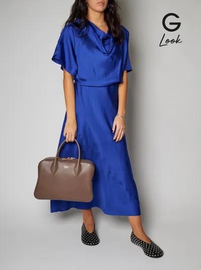 Ferragamo Brown Handbag With Three Zips And Logo Printed On The Front