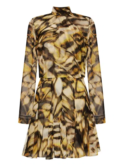 Oscar De La Renta Abstract Butterfly Silk Chiffon Dress