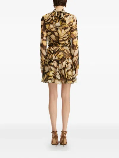 Oscar De La Renta Abstract Butterfly Silk Chiffon Dress