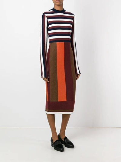 Shop Victoria Beckham Striped Midi Dress