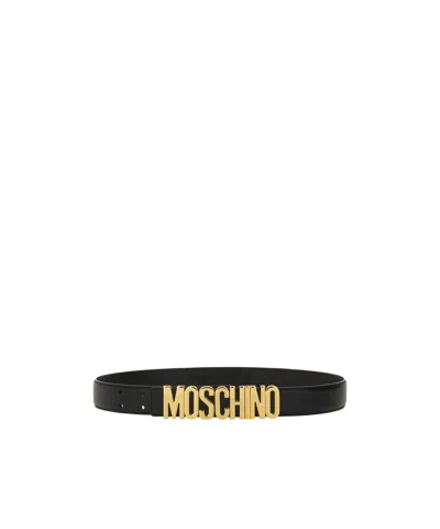 Moschino Adjustable Logo Embossed Belt With Multiple Holes