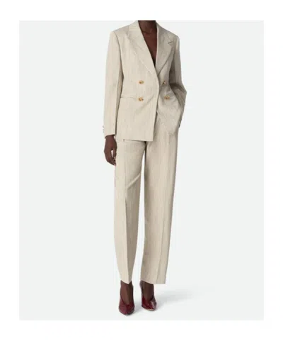 Bottega Veneta Womens Grey Putty Knot Notch-lapels Woven Blazer In Neutral