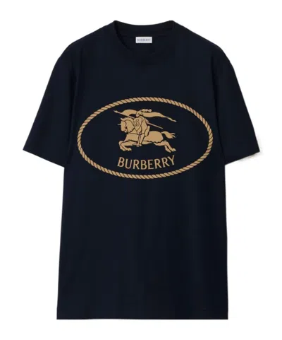 Burberry Knight Stamp Cotton T-shirt In Black