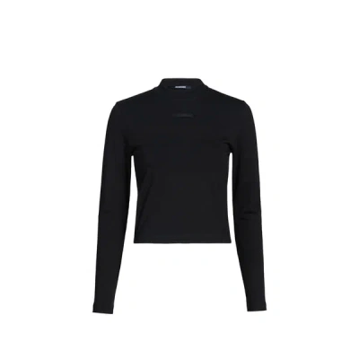 Jacquemus The Gros Grain Logo-detail Long-sleeve Top In Black