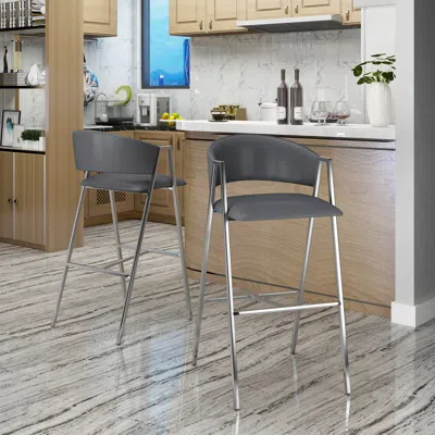 Streamdale Furniture Streamdale Modern 28" Mid-century Bar Stool With Chrome A-frame