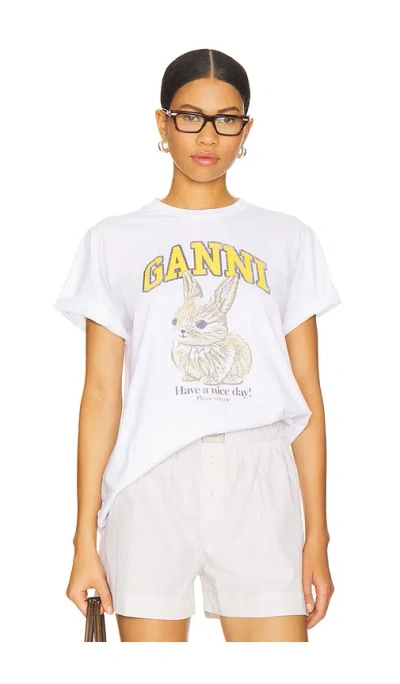Ganni Basic Jersey Baby Bun Relaxed T-shirt In Bright White