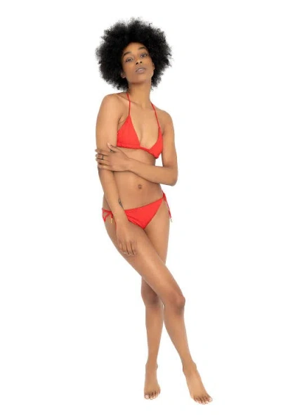 Dai Moda Frenchie Red Two Piece Tri String Bikini