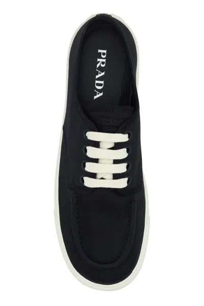 Prada Sneakers Navy Blue In Cotton Canvas In Multi