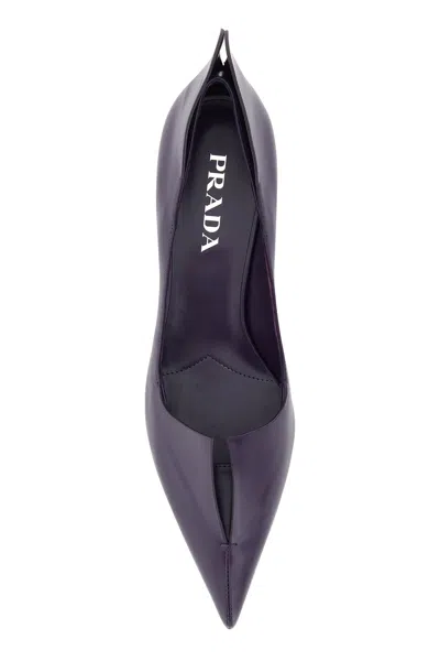 Prada Scarpe Con Tacco In Pelle Viola Donna In Gray